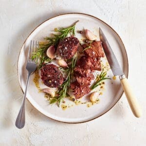 Plant-based steak on a plate