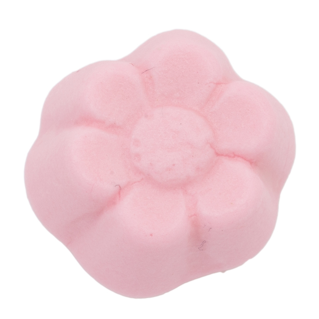 Pink, flower shaped aerated fruitgum