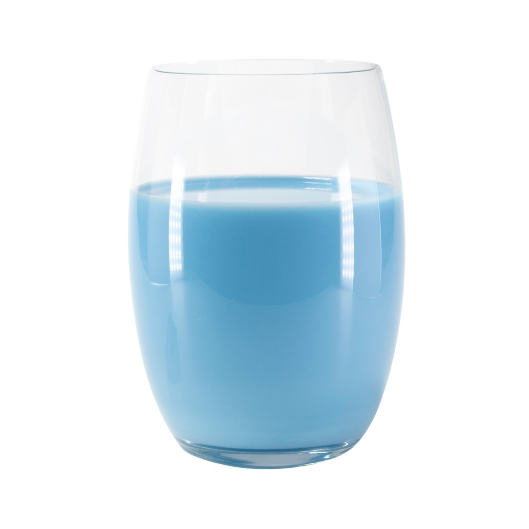 Blue milk drink in a glass