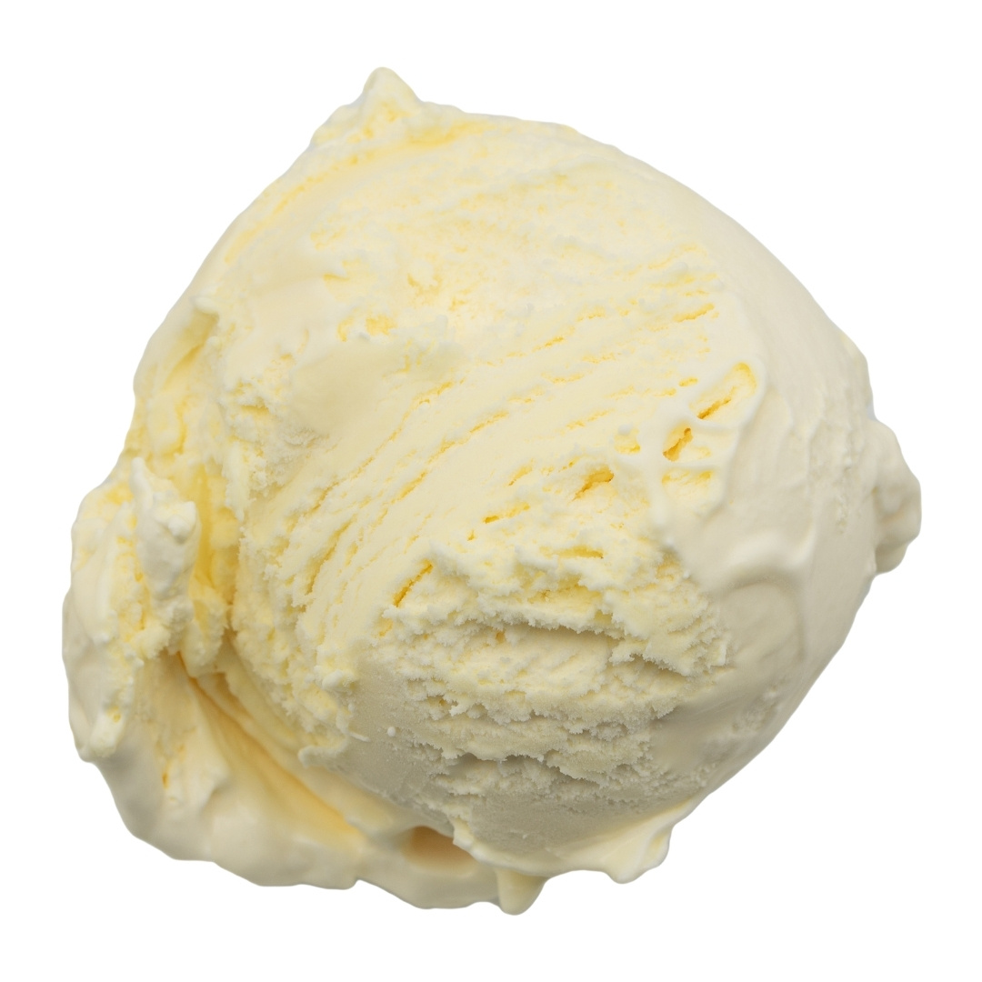 A scoop of yellow ice cream