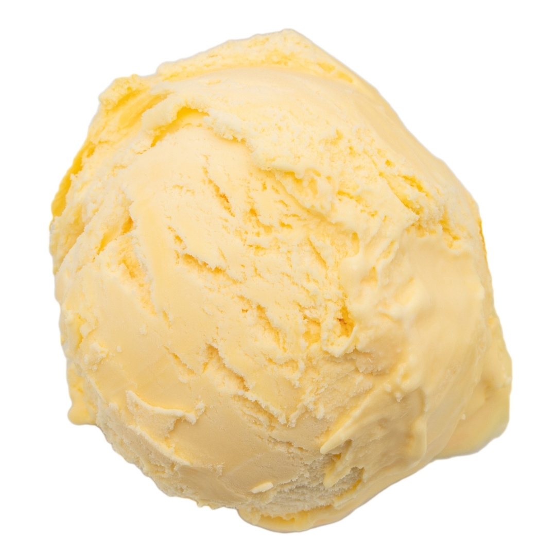 A scoop of yellow ice cream