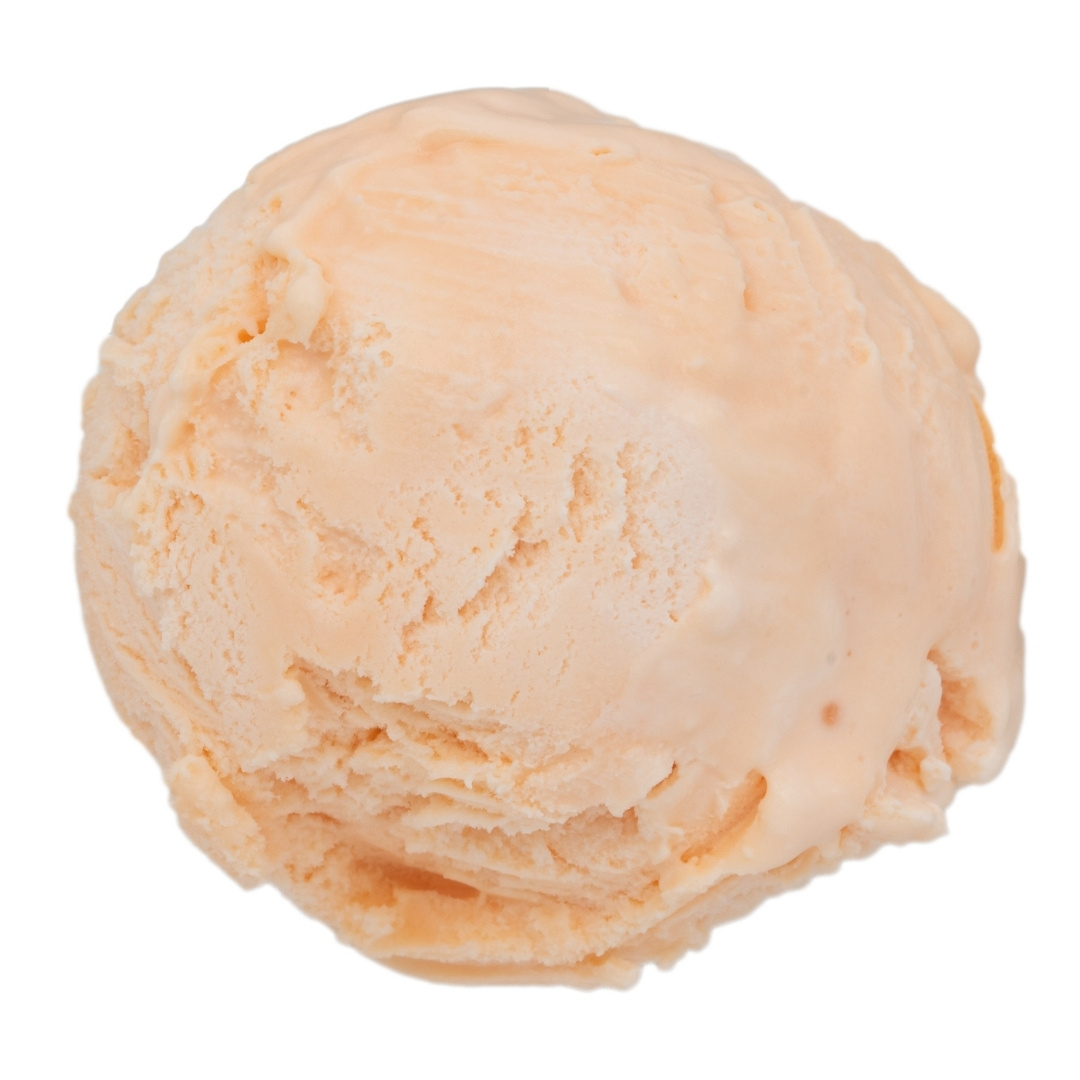 A scoop of orange ice cream