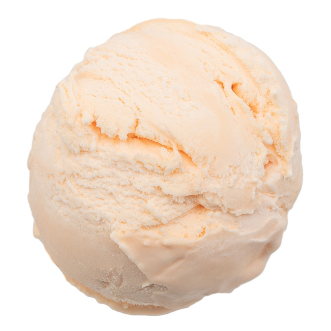 A scoop of orange ice cream