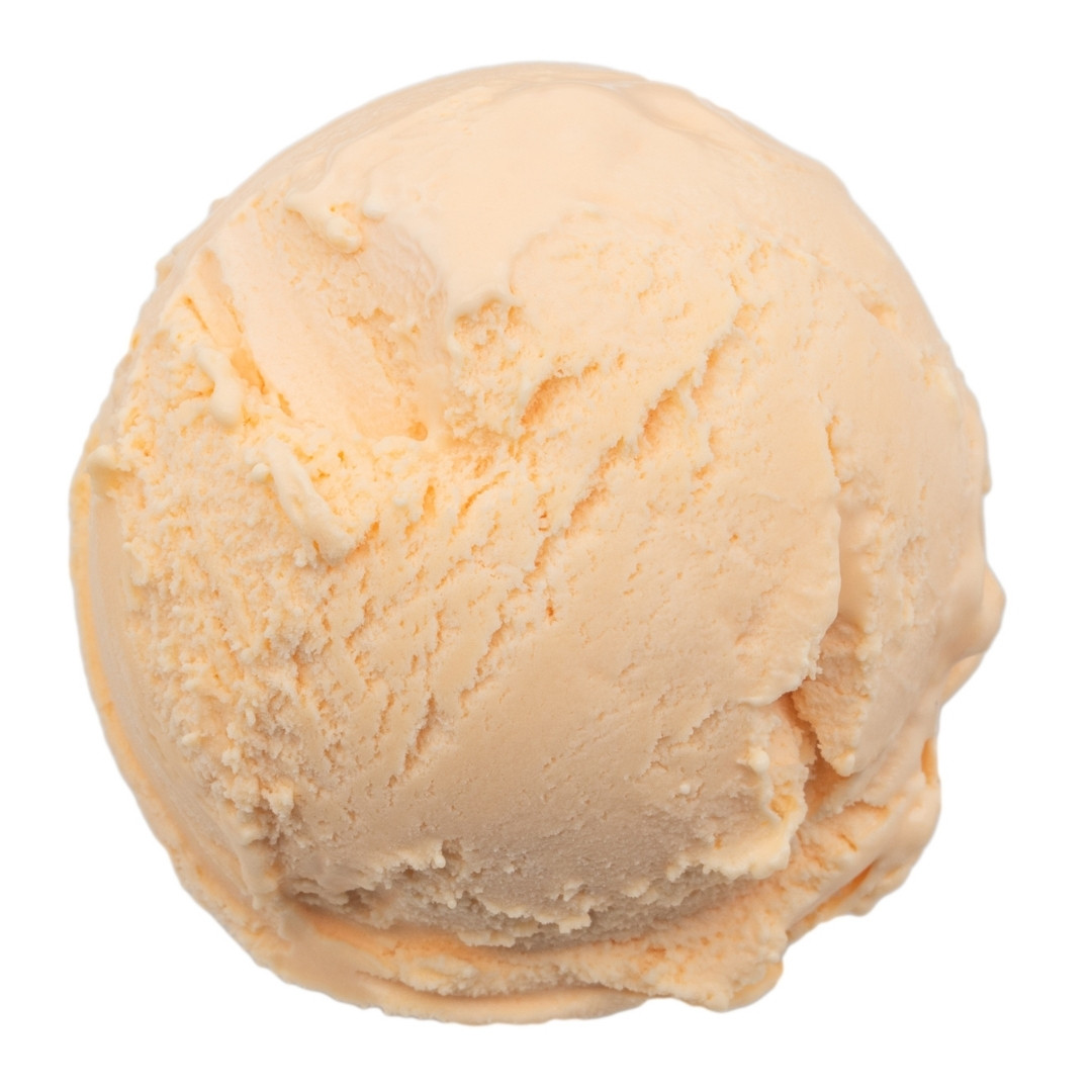 A scoop of orange ice cream