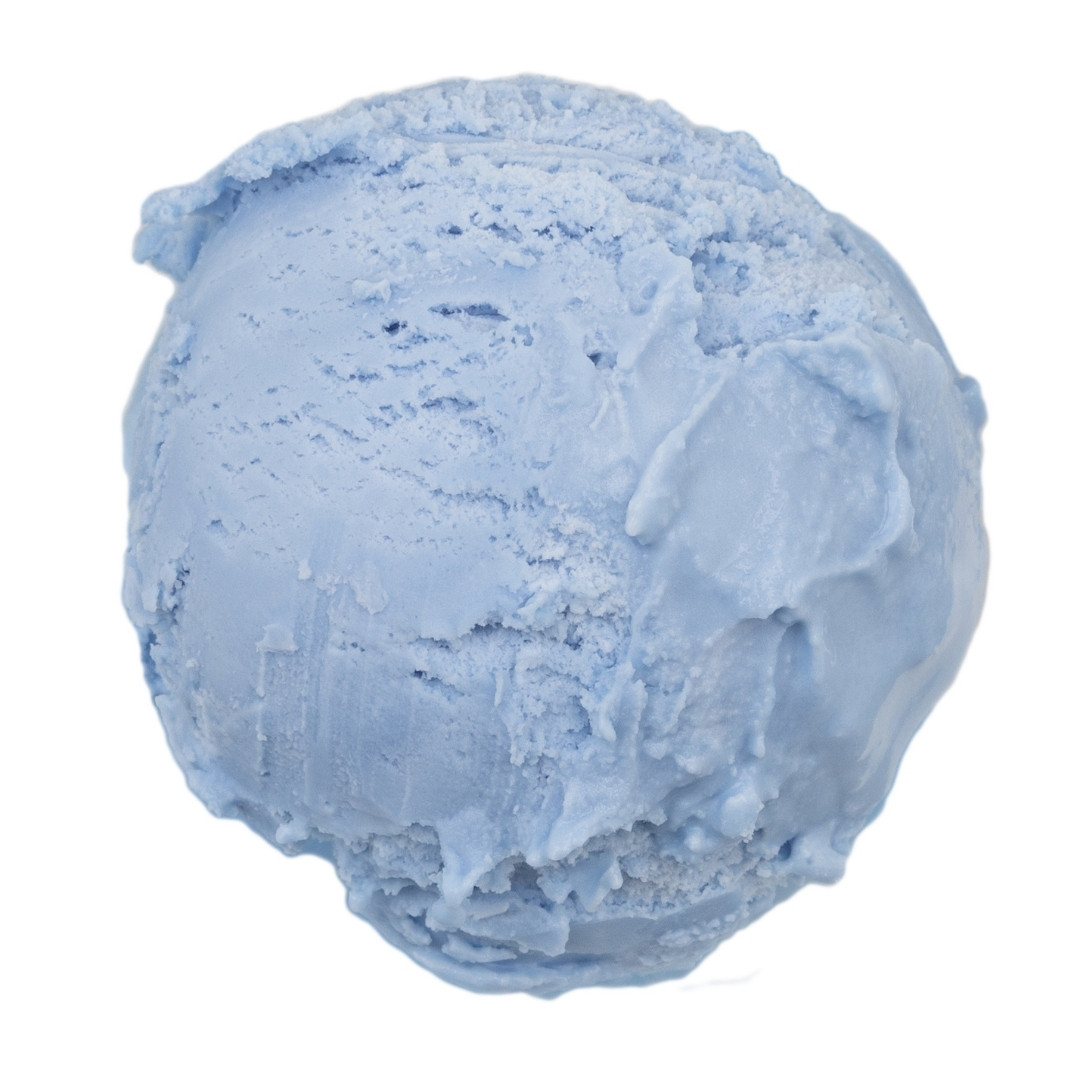 A scoop of blue ice cream