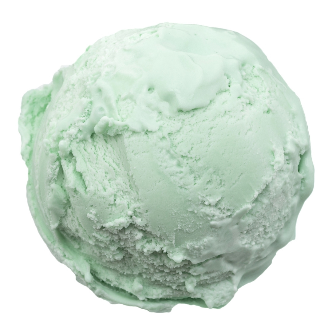 A scoop of green ice cream