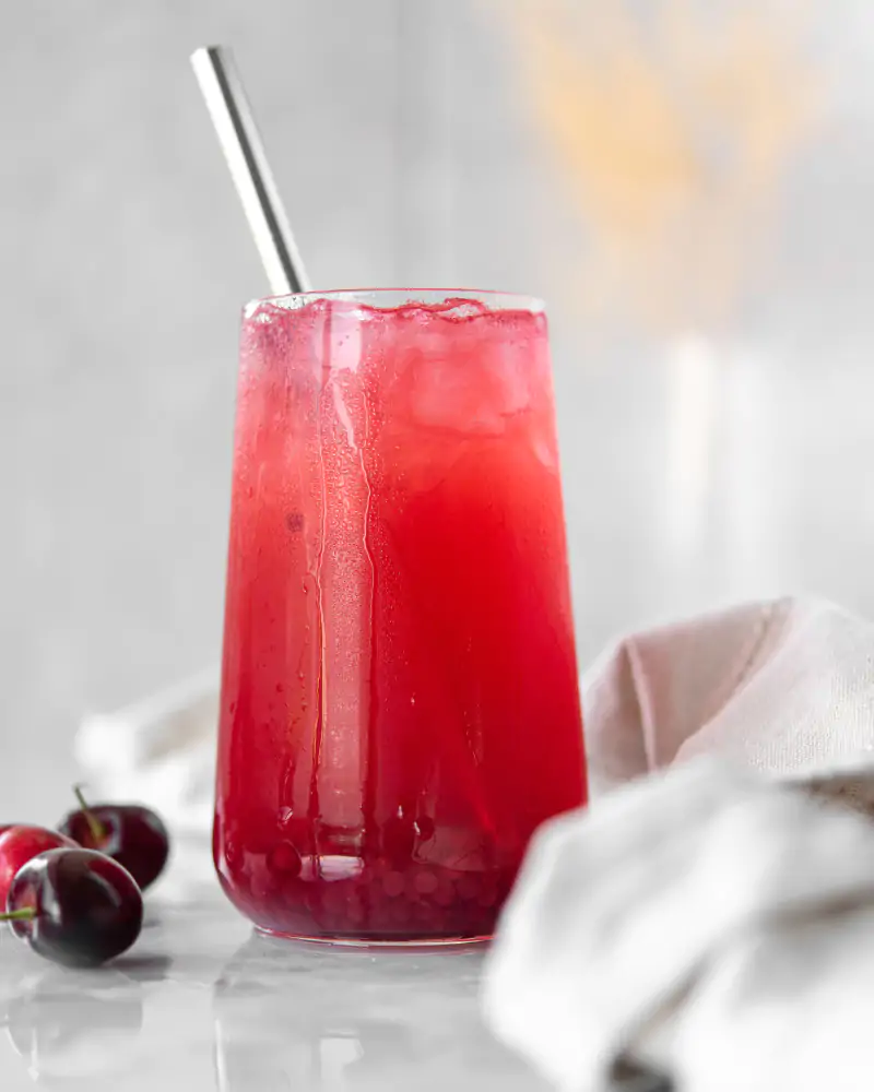 Red drink with cherries