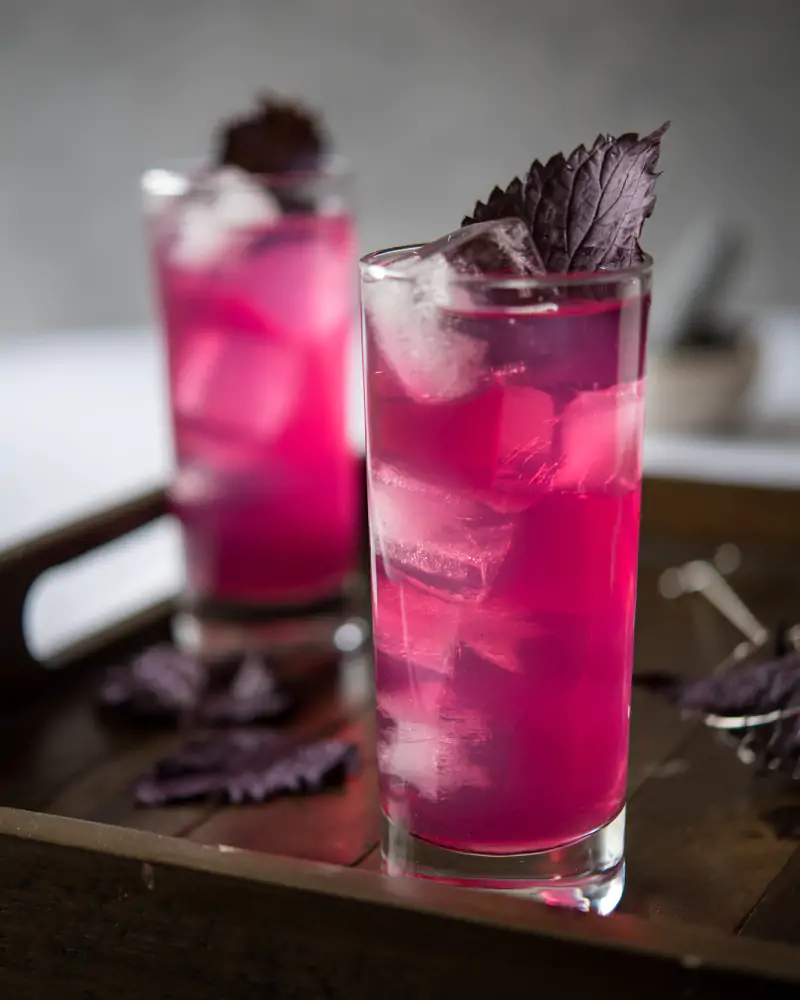 Shiso sparkler drink in pink