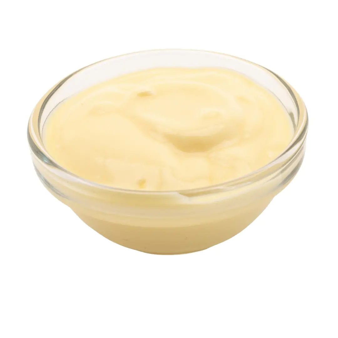 Cream cheese in a small glass bowl