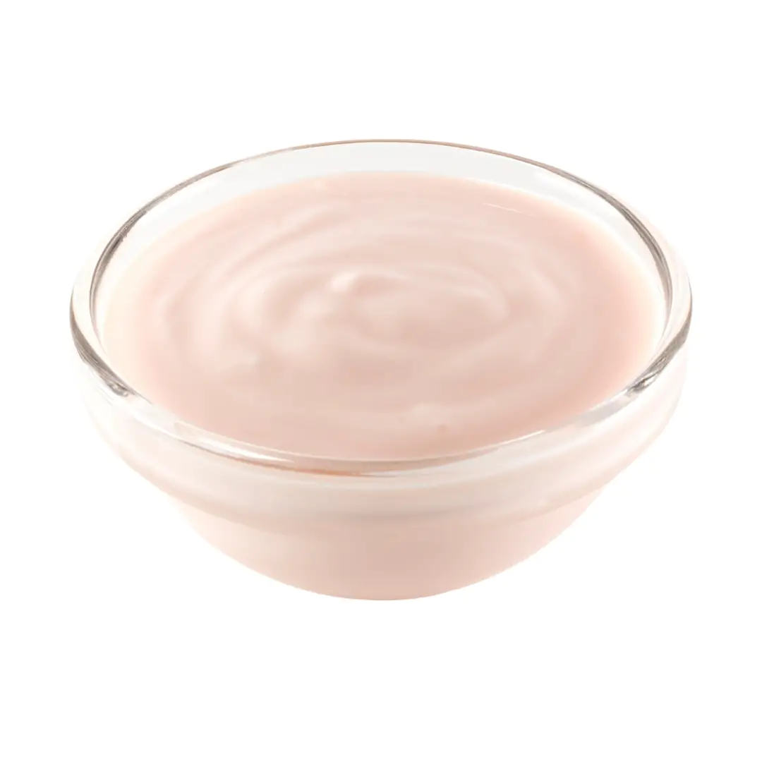 Cream cheese in a small glass bowl